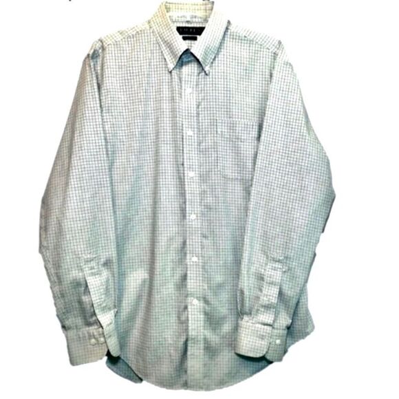 Lauren Ralph Lauren Classic Fit Non Iron Shirt in White/Blue Check Mens 16/34-35 - Picture 2 of 6